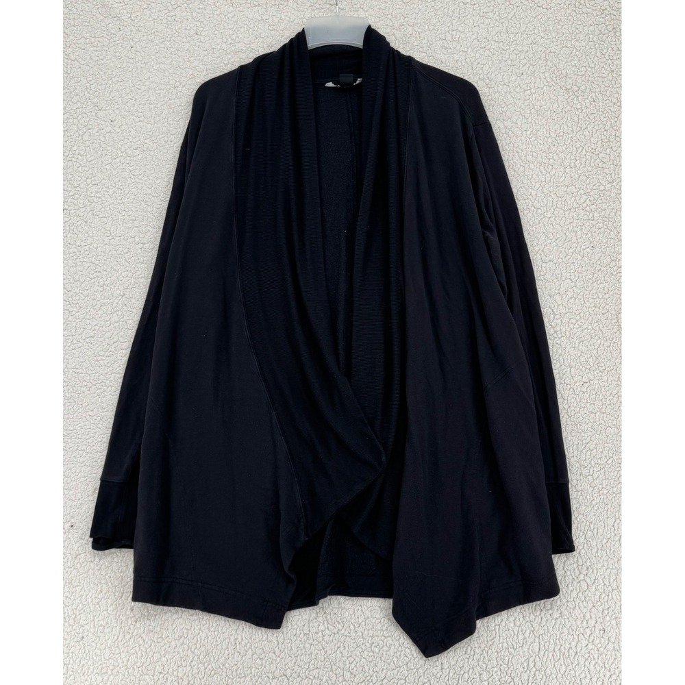 Athleta Pranayama Wrap Women Size M Black Open Front Cardigan Sweater Duster